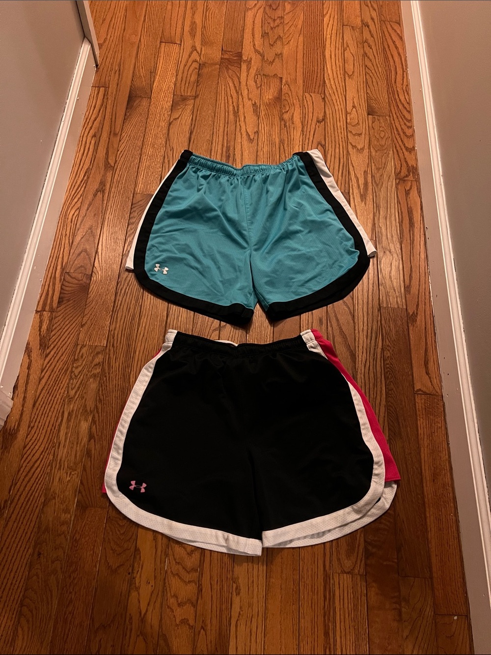 Under Armour Women's Athletic Shorts Duo - Teal/Black with Pink Accents